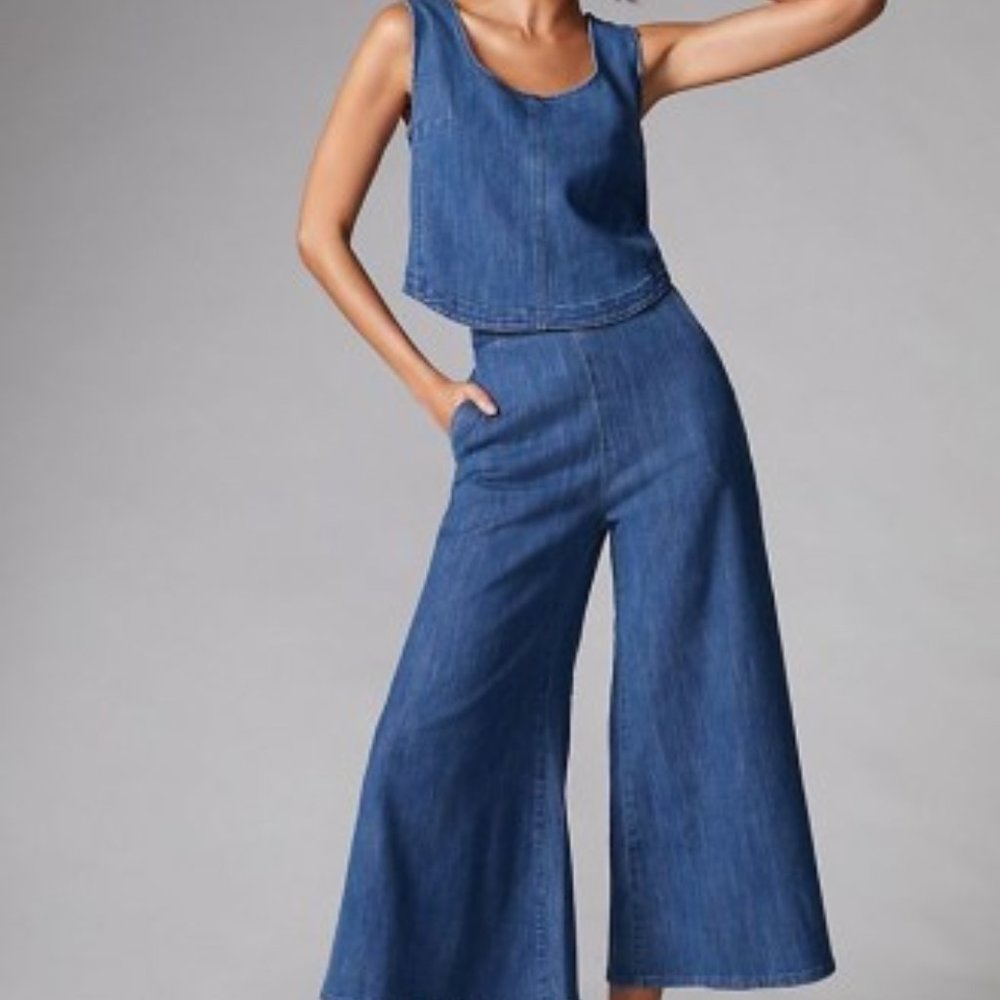 Anthropologie Pilcro Wide-Leg Cropped Denim Set (Excellent Condition)